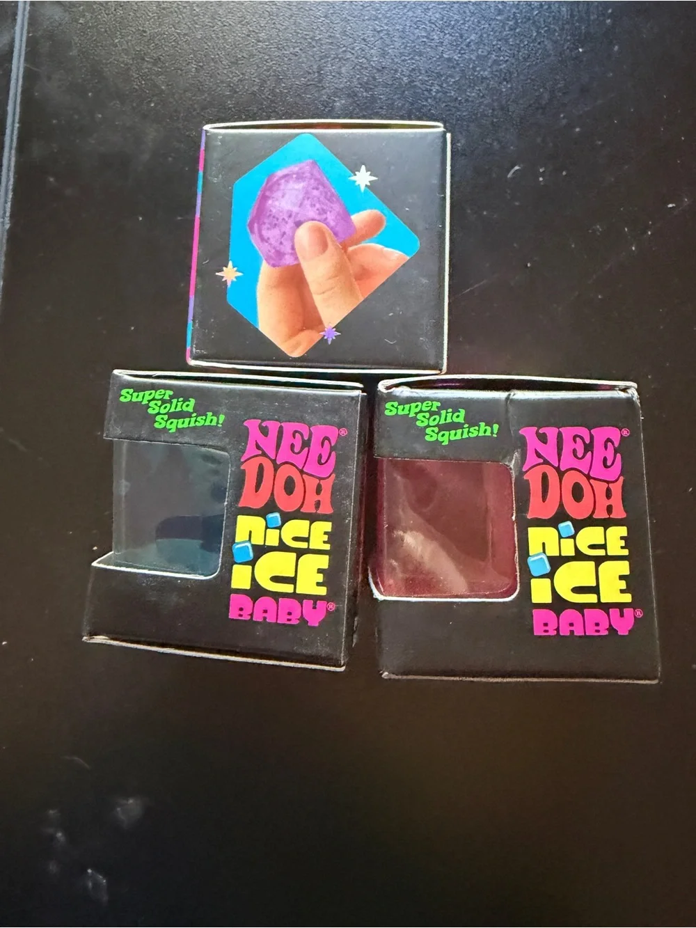 3 New Nee Doh Groovy Jewel Diamond Glitter Nice Ice Baby Pink Blue Squishy Toy
